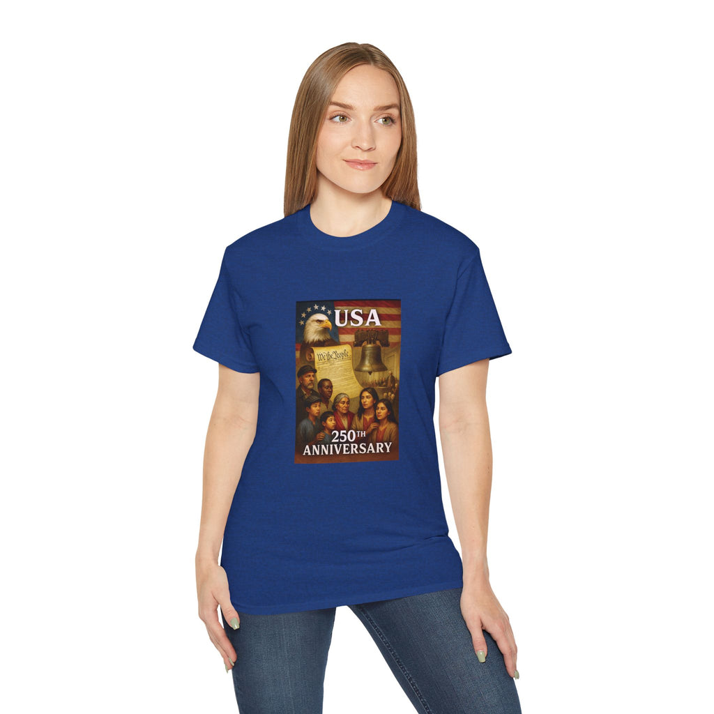 250th USA Anniversary Immigrants Unisex Cotton Tee
