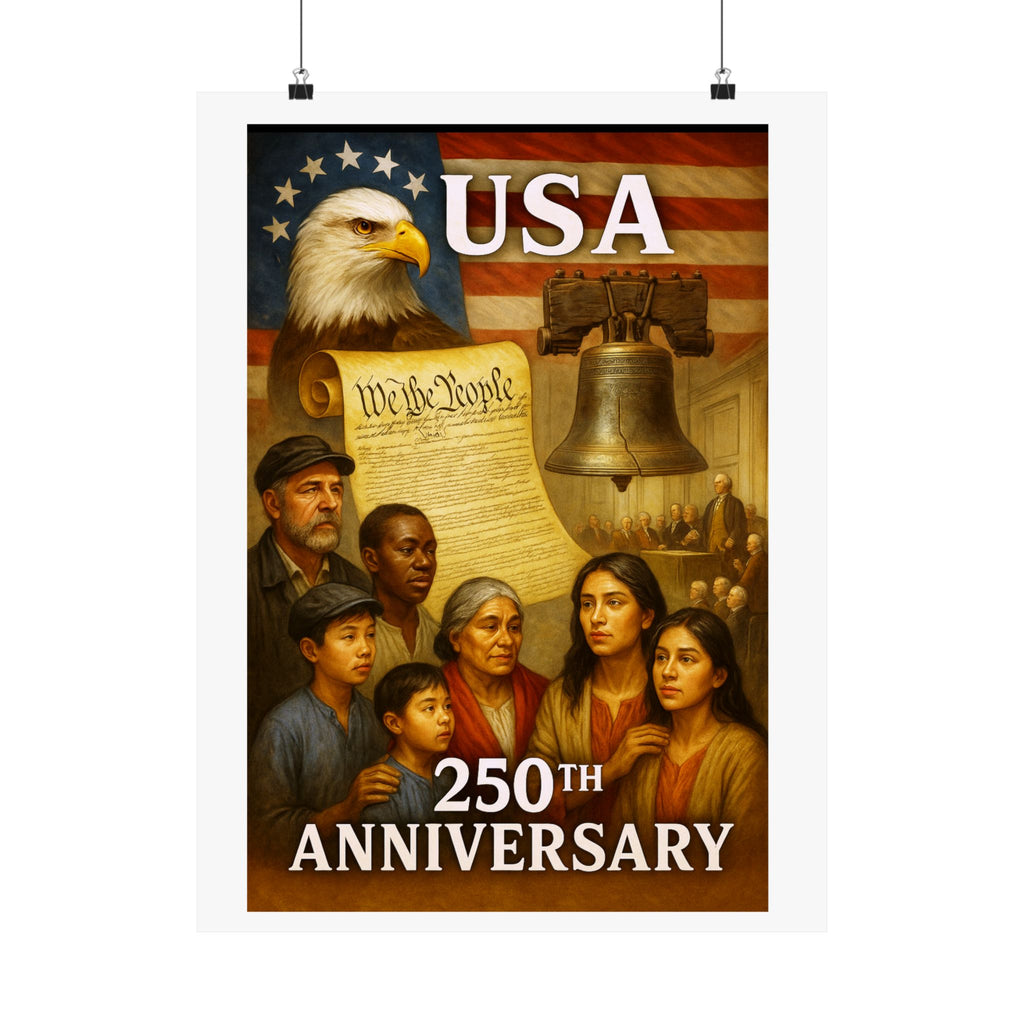 250th USA Anniversary Immigrants Matte Vertical Poster