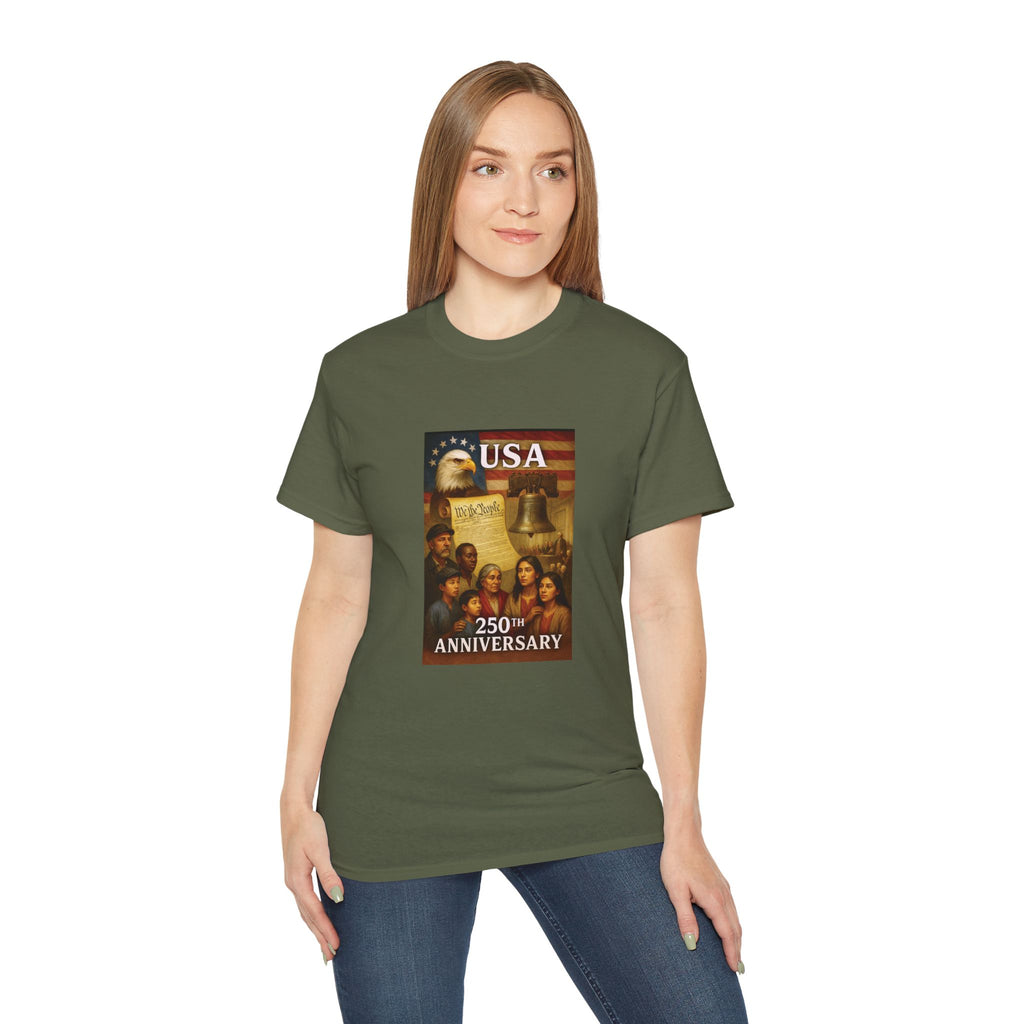 250th USA Anniversary Immigrants Unisex Cotton Tee