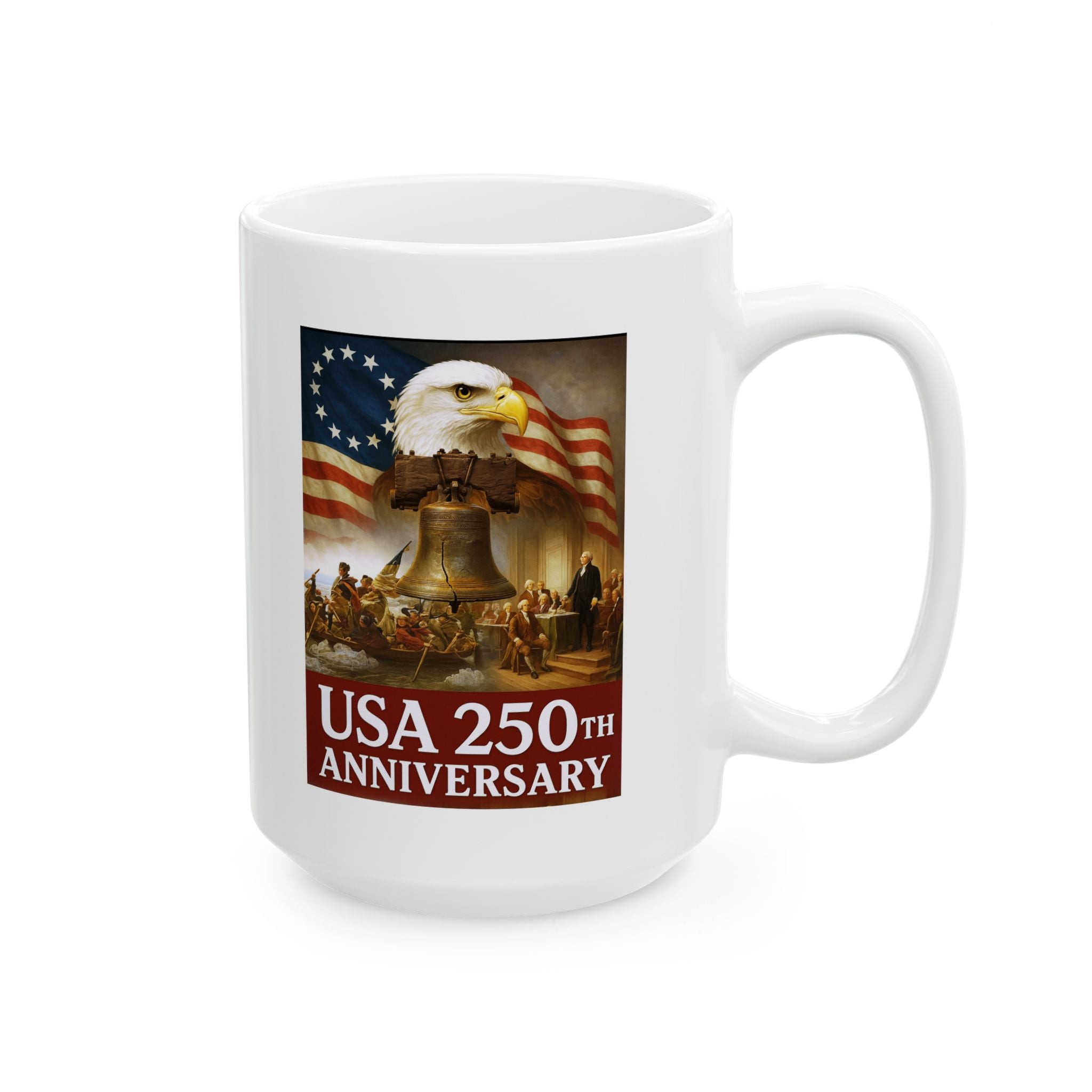 250th USA Anniversary Washington Ceramic Mug, (11oz, 15oz)