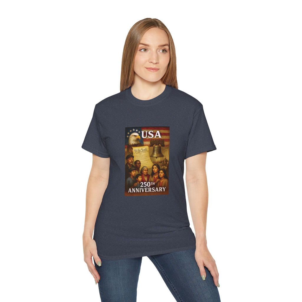 250th USA Anniversary Immigrants Unisex Cotton Tee