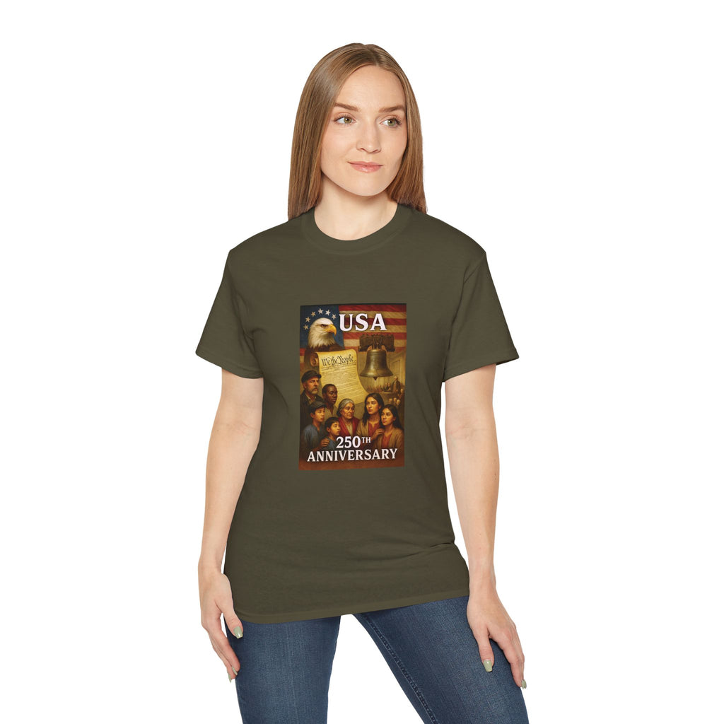 250th USA Anniversary Immigrants Unisex Cotton Tee