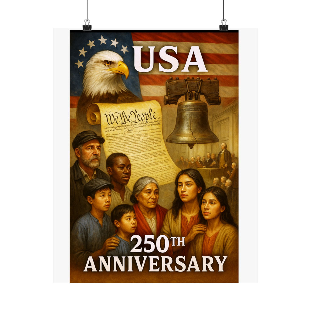 250th USA Anniversary Immigrants Matte Vertical Poster
