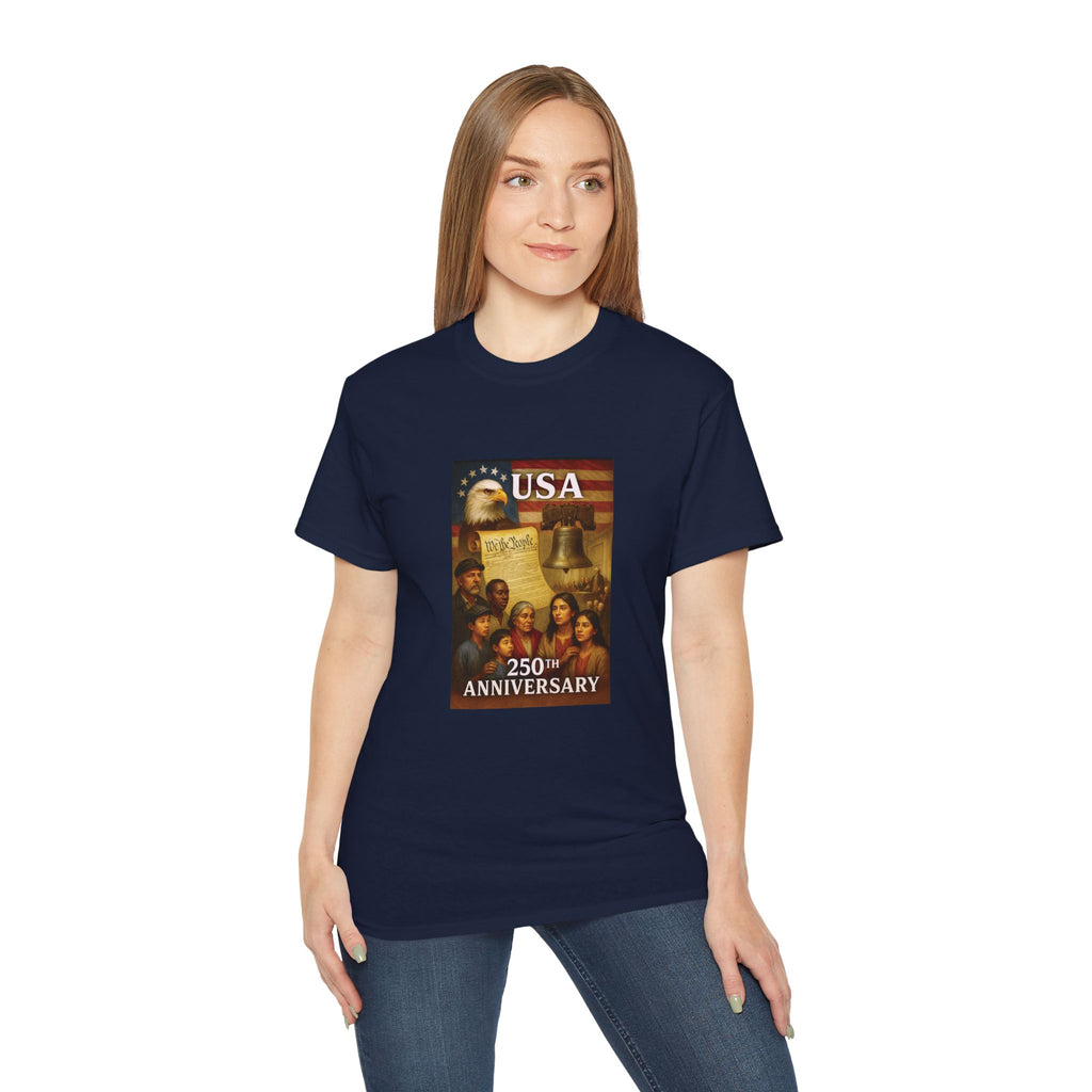 250th USA Anniversary Immigrants Unisex Cotton Tee