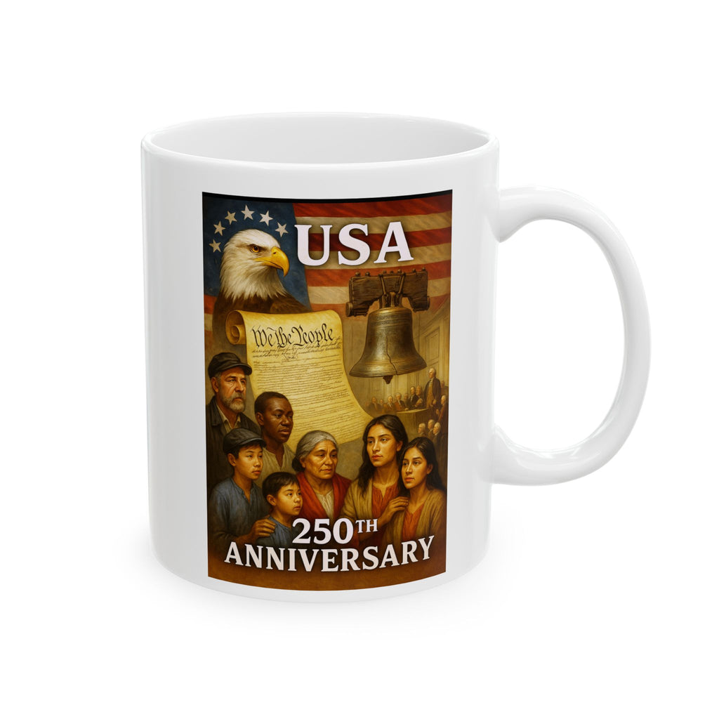250th USA Anniversary Immigrants Ceramic Mug, (11oz, 15oz)