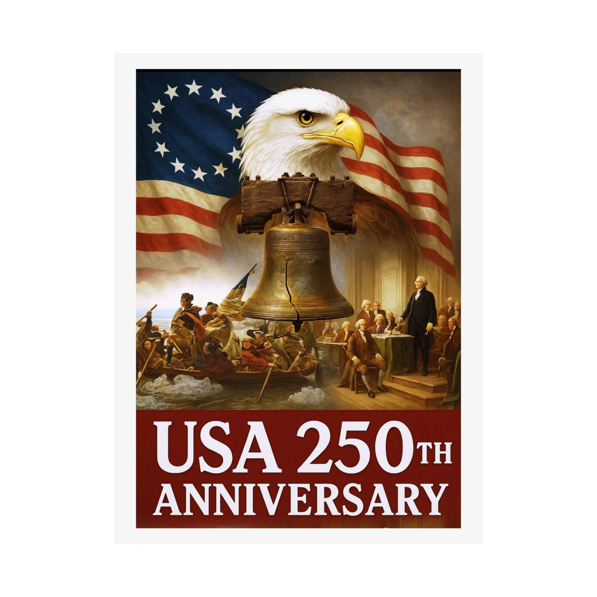 250th USA Anniversary Washington Matte Vertical Poster